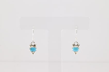 Native America Navajo Sterling Silver Turquoise Dangling Earring's By Annie Spencer.