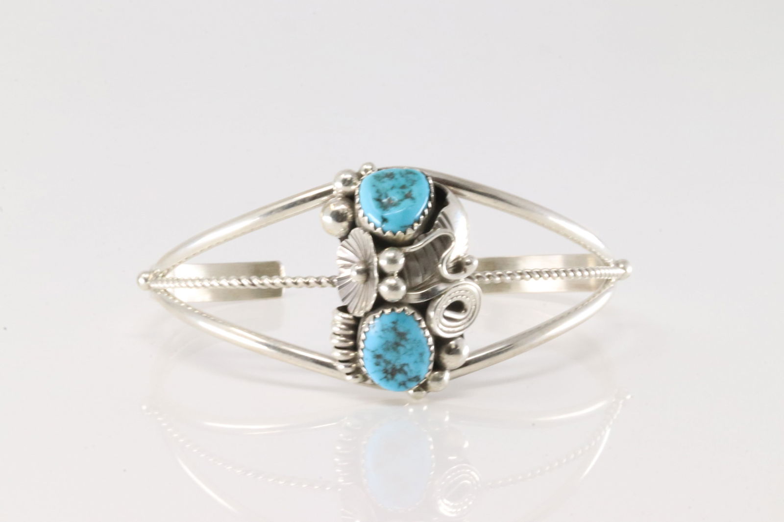 Native America Navajo Sterling Silver Turquoise Bracelet Cuff By Max C. (1 of 4)