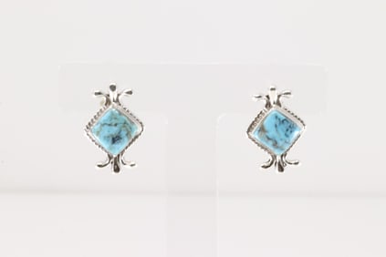 Native America Navajo Sterling Silver Turquoise Post Earring's By Louise Joe.