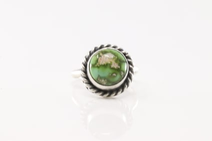 Native America Navajo Sterling Silver Sonora Gold Turquoise Ring By Dixon.