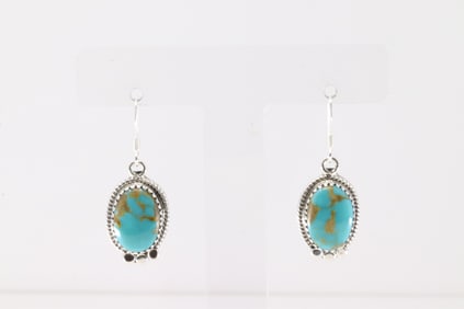 Native America Navajo Sterling Silver Turquoise Dangling Earring's By Sharon McCarthy.