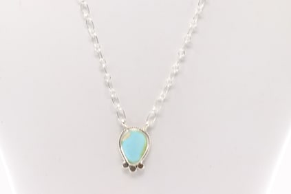 Native America Navajo Sterling Silver Sonora Gold Turquoise Necklace By Sharon McCarthy.