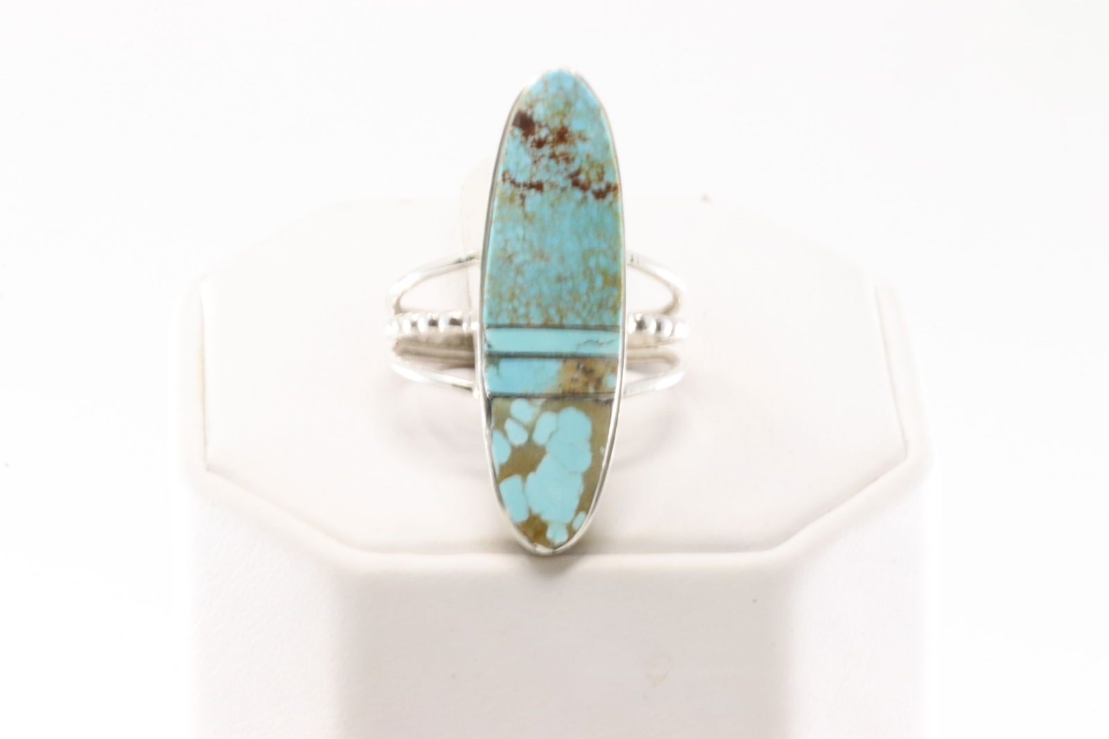 Native America Navajo Sterling Silver Turquoise Inlay Ring By H.Smith. (1 of 4)