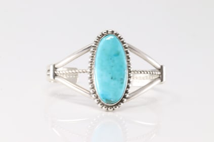 Native America Navajo Sterling Silver Turquoise Bracelet Cuff By S.E.