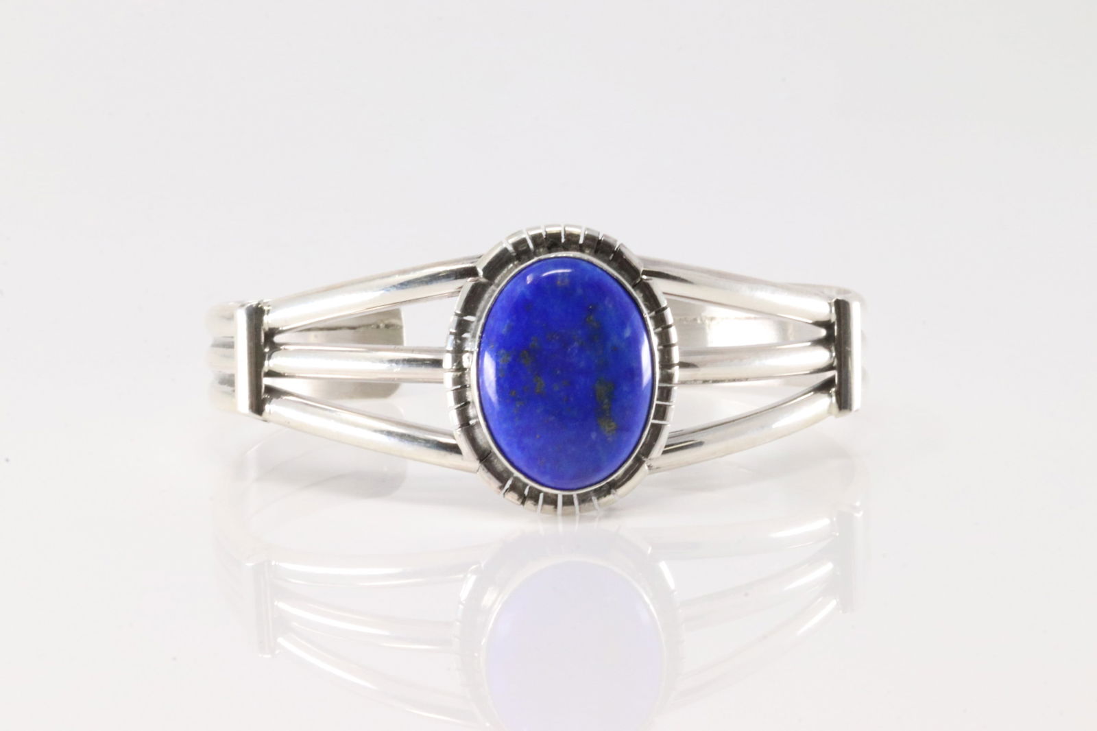 Native America Navajo Sterling Silver Lapis Stone Bracelet Cuff By Samson Etsitty. (1 of 4)