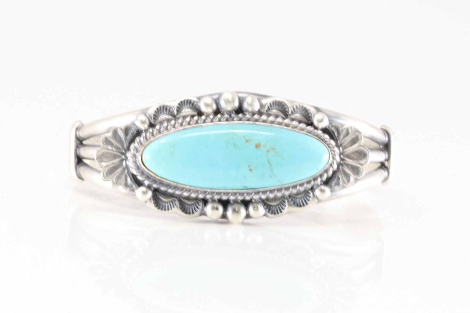 Native America Navajo Sterling Silver Turquoise Bracelet Cuff By Jimmy Lee. (1 of 4)