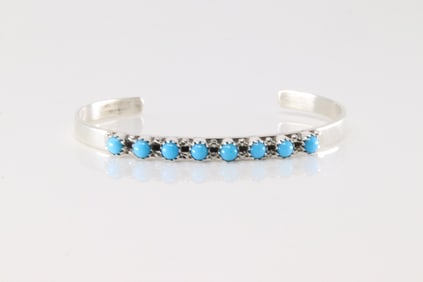 Native America Navajo Sterling Silver Turquoise Bracelet Cuff By GP-SRY.