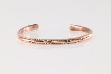 Native America Navajo Copper Bracelet Cuff By Elaine Tahe.