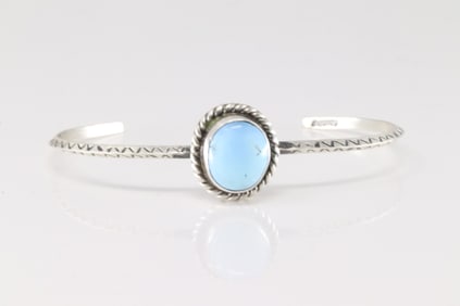 Native American Navajo Sterling Silver Golden Hill Turquoise Bracelet By D.