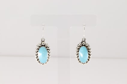 Native America Navajo Sterling Silver Turquoise Dangling Earring's By Ryntanna Yazzie.