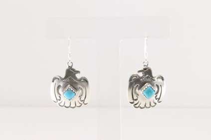 Native America Navajo Sterling Silver Thunderbird Dangling Earring's By Verley Betone.