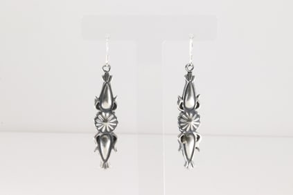 Native America Navajo Sterling Silver Stamped Dangling Earring's By Bobby Platero.