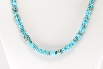 Native American Navajo Sterling Silver Turquoise Necklace.