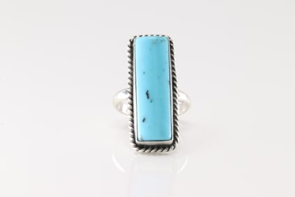 Native America Navajo Sterling Silver Turquoise Ring By Dixon.