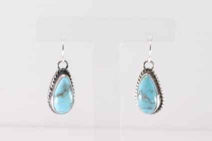 Native America Navajo Sterling Silver Kingman Turquoise Dangling Earring's By Sheryl Kee.