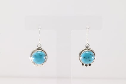 Native America Navajo Sterling Silver Turquoise Dangling Earring's By Sharon McCarthy.