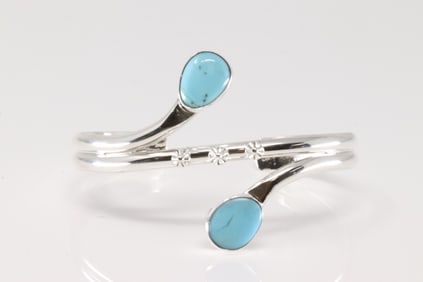Native America Navajo Sterling Silver Turquoise Bracelet Cuff By Thomas Yazzie.