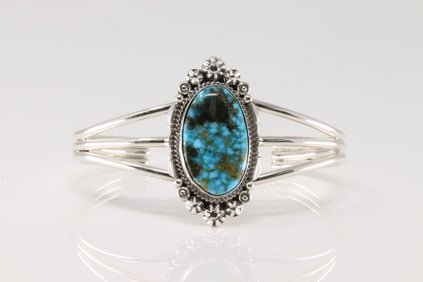 Native America Navajo Sterling Silver Turquoise Bracelet Cuff By Daniel Benally.