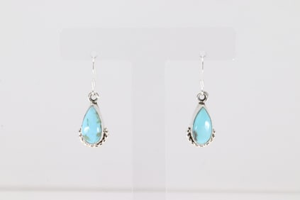 Native America Navajo Sterling Silver Turquoise Dangling Earring's By Annie Spencer.