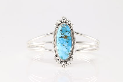 Native America Navajo Sterling Silver Turquoise Bracelet Cuff By Daniel Banally.