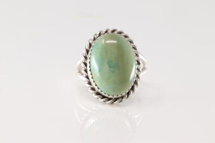 Native America Navajo Sterling Silver Turquoise Ring By C.