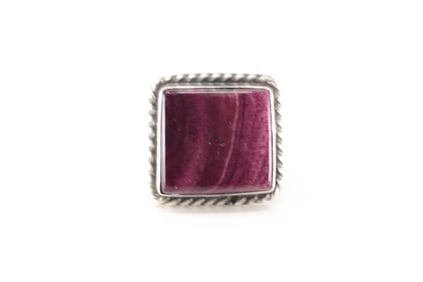 Native America Navajo Sterling Silver Purple Spiny Oyster Ring By A.L.