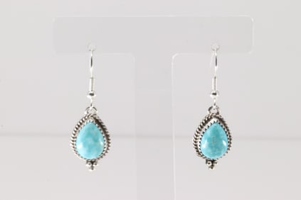 Native America Navajo Sterling Silver Turquoise Dangling Earring's By L.