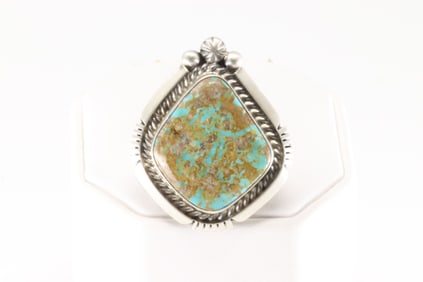 Native America Navajo Sterling Silver Kingman Turquoise Ring By A.M.