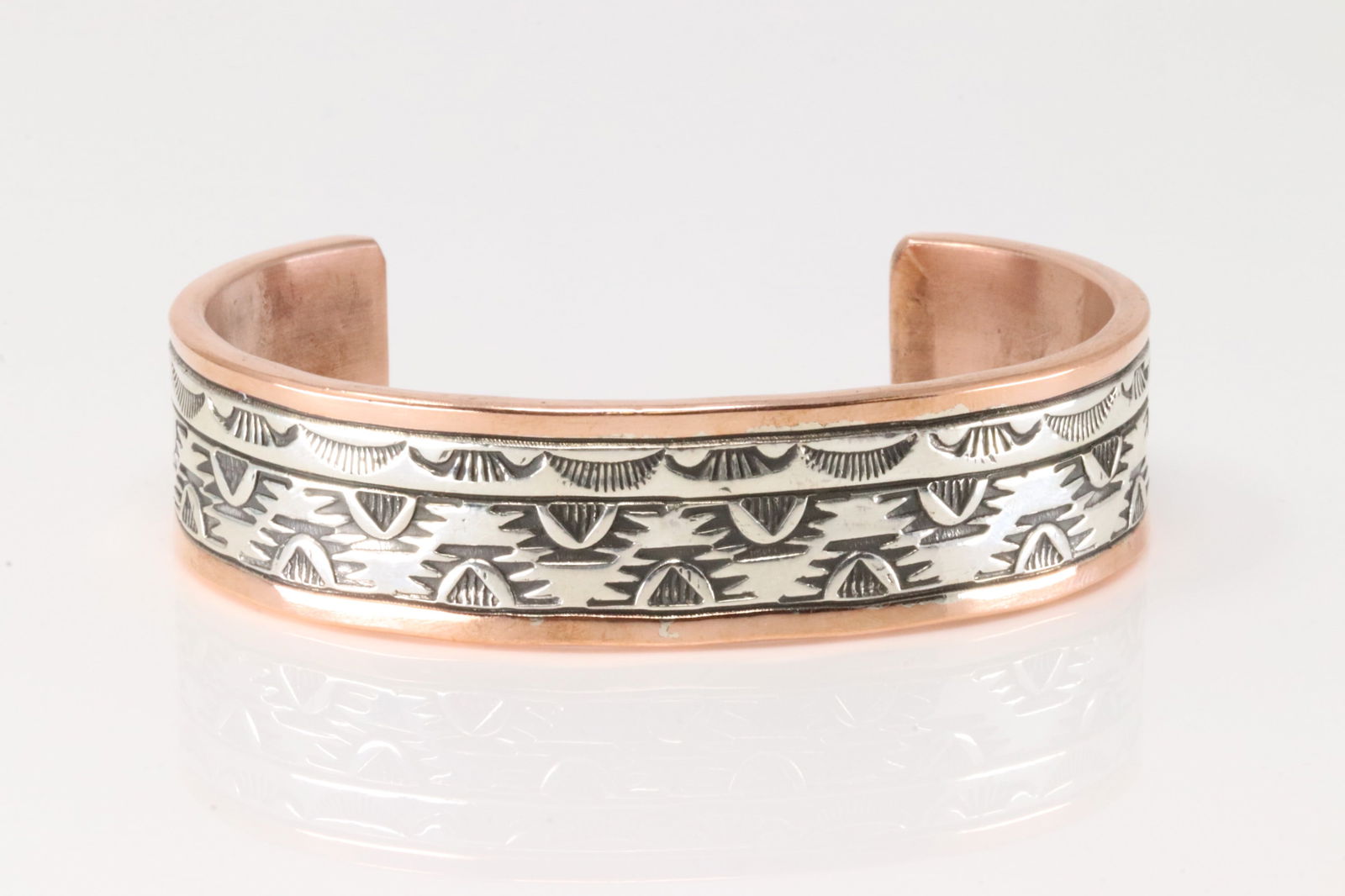 Native America Navajo Sterling Silver Copper Bracelet Cuff By Wylie Secatero. (1 of 4)