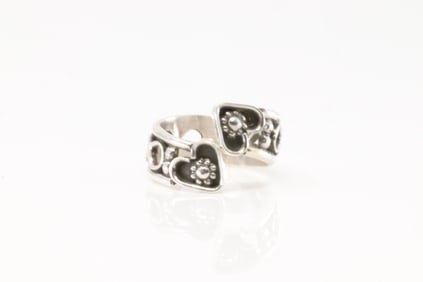 Native American Zuni Sterling Silver Solid Heart Ring By Estella Laate.