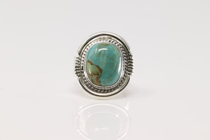 Native America Navajo Sterling Silver Turquoise Ring By Jason B.