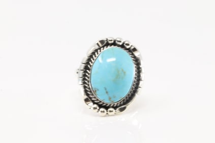 Native American Navajo Sterling Silver Turquoise Ring By Samuel Yellowhair.