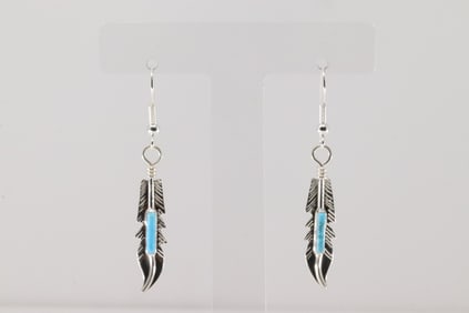 Native America Navajo Sterling Silver Turquoise Dangling Earring's By Barney.