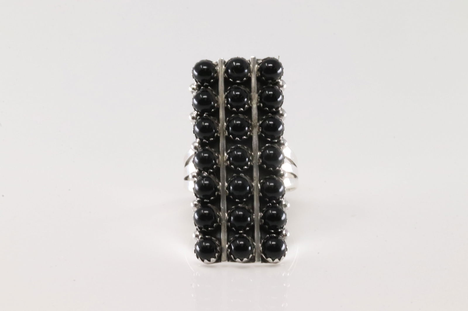 Native America Navajo Sterling Silver Black Onyx Ring By Kenny Lonjose. (1 of 4)