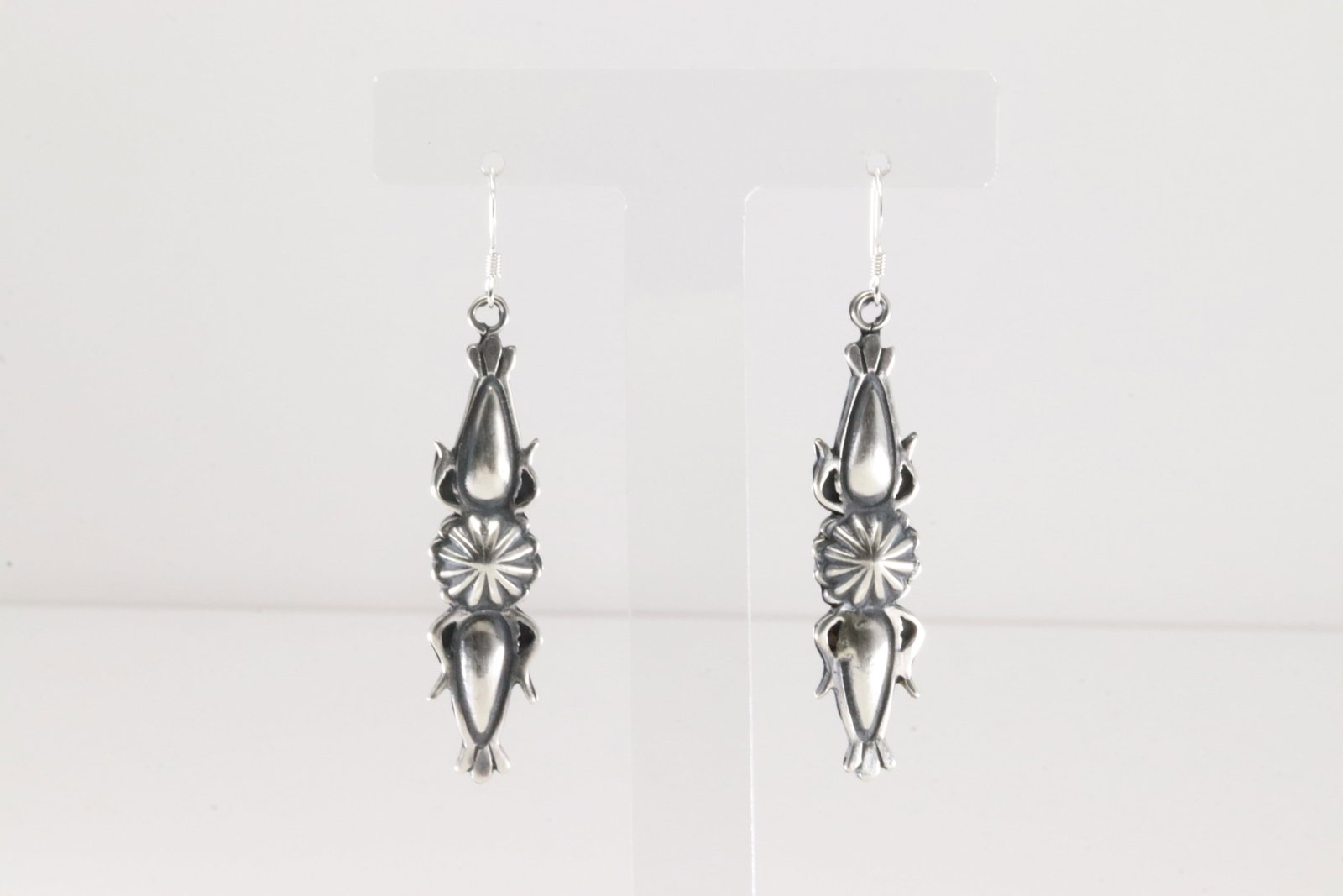 Native America Navajo Sterling Silver Stamped Dangling Earring's By Bobby Platero.: This is a Native America Navajo Sterling Silver Stamped Dangling Earring's By Bobby Platero.