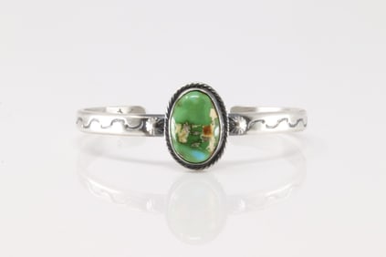 Native America Navajo Sterling Silver Sonora Gold Turquoise Bracelet Cuff By Samuel Yellowhair.