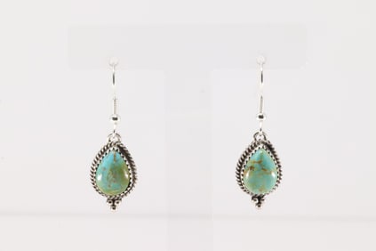 Native America Navajo Sterling Silver Kingman Turquoise Dangling Earring's By Trish Largo.