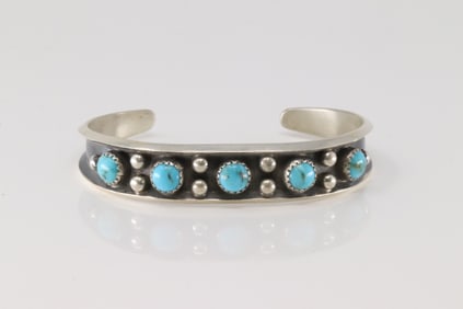 Native America Navajo Sterling Silver Turquoise Bracelet Cuff By Paul Largo.