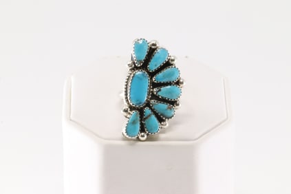 Native America Navajo Sterling Silver Turquoise Ring By Alicia W.