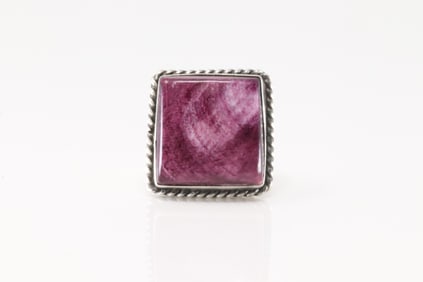 Native America Navajo Sterling Silver Purple Spiny Oyster Ring By A.L.