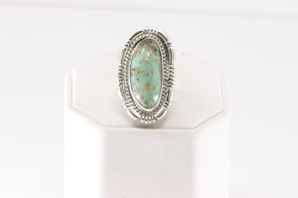 Native America Navajo Sterling Silver Turquoise Ring By Jason B.