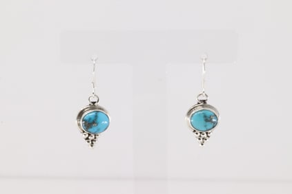 Native America Navajo Sterling Silver Turquoise Dangling Earring's By Rita Largo.