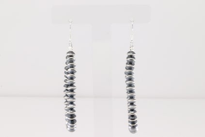 Native American Navajo Sterling Silver Pearl Beaded Dangling Earring's By Louise Joe.