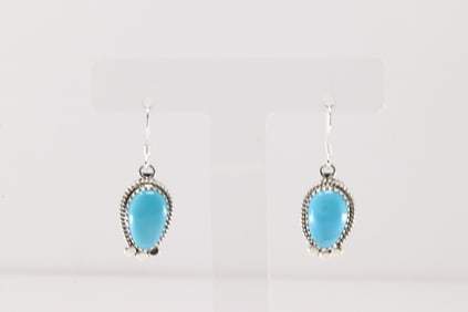 Native American Navajo Sterling Silver Turquoise Dangling Earring's By Sharon McCarthy.