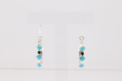 Native America Navajo Sterling Silver Turquoise Dangling Earring's By Phyllis A.Smith.