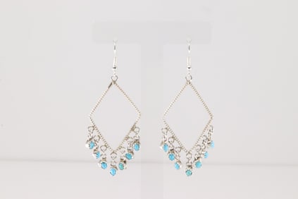 Native America Navajo Sterling Silver Turquoise Dangling Earring's.