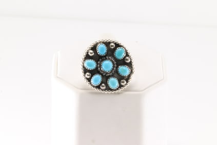 Native America Navajo Sterling Silver Turquoise Ring By S.