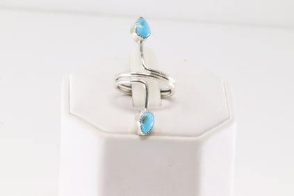 Native American Navajo Sterling Silver Turquoise Ring By Myra Benally.