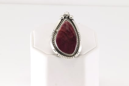 Native America Navajo Sterling Silver Purple Spiny Oyster Ring By A.M.