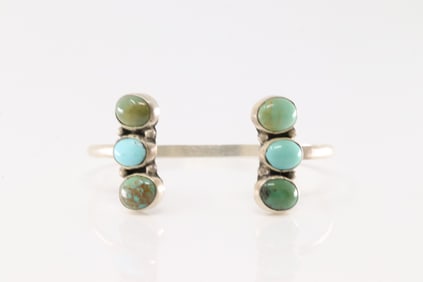 Native America Navajo Sterling Silver Kingman Turquoise Bracelet cuff By Geraldine James.